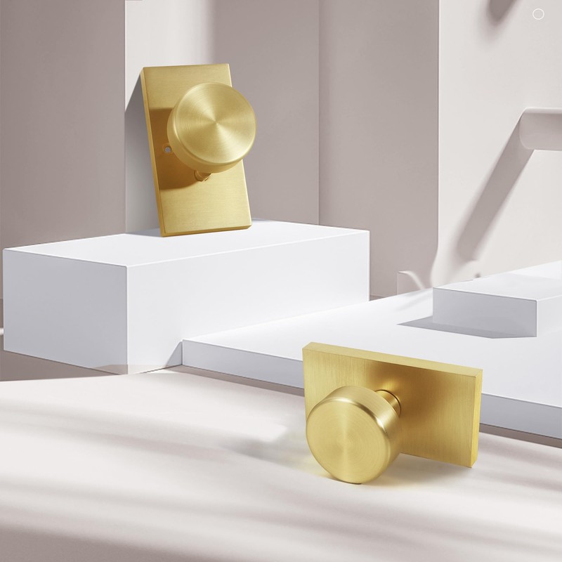 HIEMEY Privacy Gold Door Knob Interior, Satin Brass Door Knobs