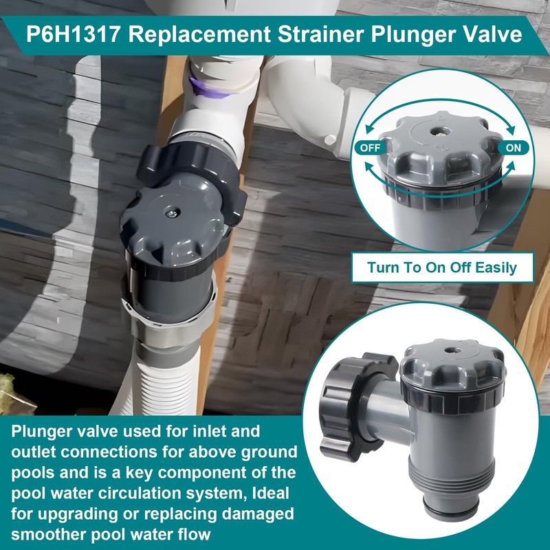 uhzz Plunger Valve for Intex Pool, Plunger Valve Connection Pool