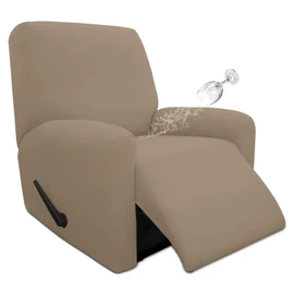 Easy-Going 4 Pieces 100% Dual Waterproof Recliner Cover Stretch Soft Couch Cover for Dogs, Sofa Slipcover for Recliner Couch Leakproof Furniture Protector for Kids, Pets Camel