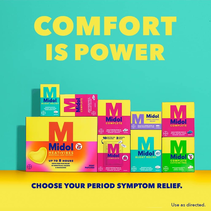 Midol Bloat Relief Caplets with Pamabrom, Relieve Bloating Symptoms Before