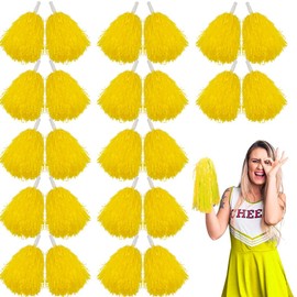 Lovecheer 24PCS Cheerleading Pom Poms Yellow Plastic Cheerleader Pom Poms with Handle Cheering for Sports Spirited Dance Party Performance