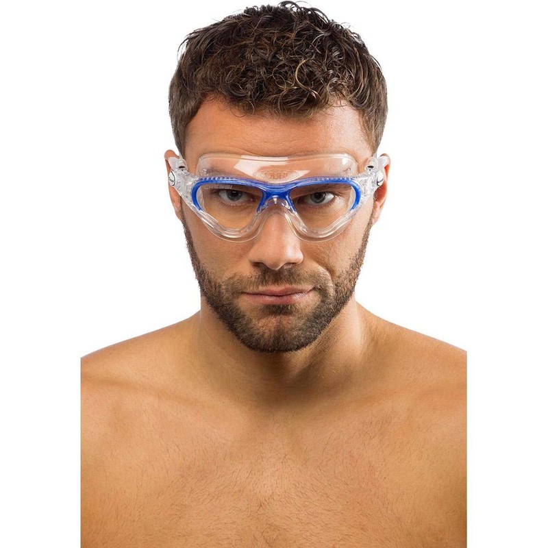Cressi Cobra Anti Fog Premium Swim Goggles Mask - Clear/Blue