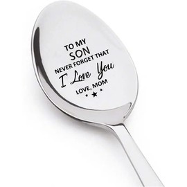 My Son Gifts Spoon from Mom Never Forget That I Love You Spoons Gifts for Son Christmas Birthday Gifts for Son Stepson Coffee Tea Lovers Gifts for Son Sons Stainless Steel Spoon