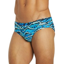 Sporti New Waves Swim Brief - Athletic Swimsuit Short Training Bathing Suit for Swimmers - Competition Pool Training Swimwear for Men - Blue - 26