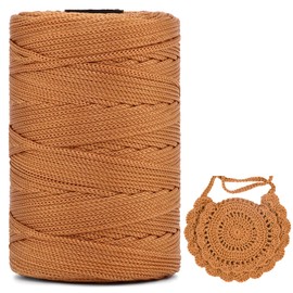 Polyester Yarn 3 mm x 225 m, Macrame Yarn 3 mm, Macrame Band, Polypropylene Yarn, Braided Macrame Cord Colourful, Yarn for Crochet for Knitting, Decoration DIY Crafts (Dark Khaki, 1 Piece)