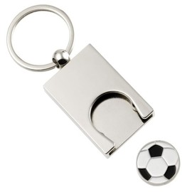 SILBERKANNE Key Ring with Football Chip 8.5 x 3.5 cm Premium Silver Plated Elegant Silver-Plated in Top Workmanship, silver