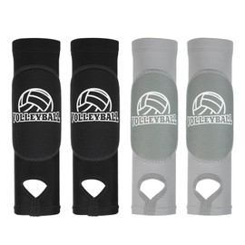 PATIKIL Volleyball Arm Sleeves, 2 Pair Passing Forearm Sleeve with Protection Pads Thumbhole Volleyball Arm Pads for Youth Teenagers Men Women, Grey,Black