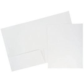 JAM PAPER Laminated Two Pocket Glossy School Folders - Letter Size - High Gloss White - 6/Pack