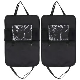 DAWOOWF Seat Back Protector for Children, Universal Car Organiser, Large Storage Bag, Tablet Window & Safety Zip Seat Protector, Car Backrest