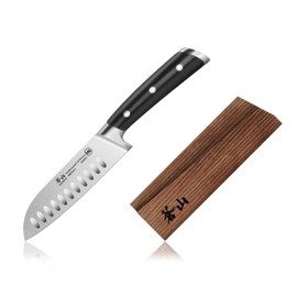 Cangshan TS Series 1020823 Swedish Sandvik 14C28N Steel Forged 5-Inch Santoku Knife and Wood Sheath Set