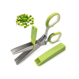 seaNpem Herb Scissors Set with 5 Stainless Steel Blades, Multipurpose Cutting Shears for Chop, Mince & Snip Herbs, Dishwasher Safe