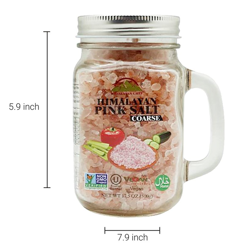 Himalayan Chef Himalayan Pink Salt, Coarse Salt, Mason Jar-3.5 Ounces
