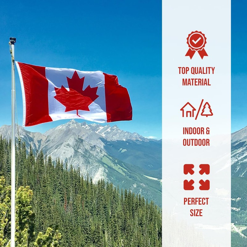 CLEARNEXT 100% Polyester Canadian Flag 3x5 Foot Silk Printed Bright