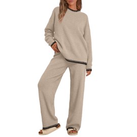 LILLUSORY Lounge Sets Womens 2 Two Piece Matching Sweater Loungewear Set 2024 Fall Winter Two Piece Fall Knit Comfy Clothes Outfits