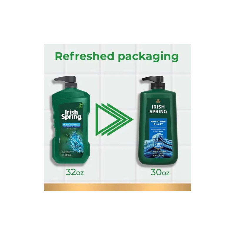 Irish Spring Gel De Ducha Para Hombre Con Bomba, Humedad