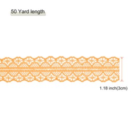 MECCANIXITY 1.2 Inch Wide 50 Yard Lace Ribbon Floral Pattern Orange Lace Trim Ribbon for Gift Wrapping Bouquets, Wedding Decor Sewing Making, and DIY Crafts