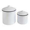 Creative Co-Op Set of 2 White Enameled Canisters with Lids