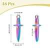 UNICRAFTALE 16Pcs Rainbow Sword Pendants 24.5mm Stainless Steel Dagger Charms