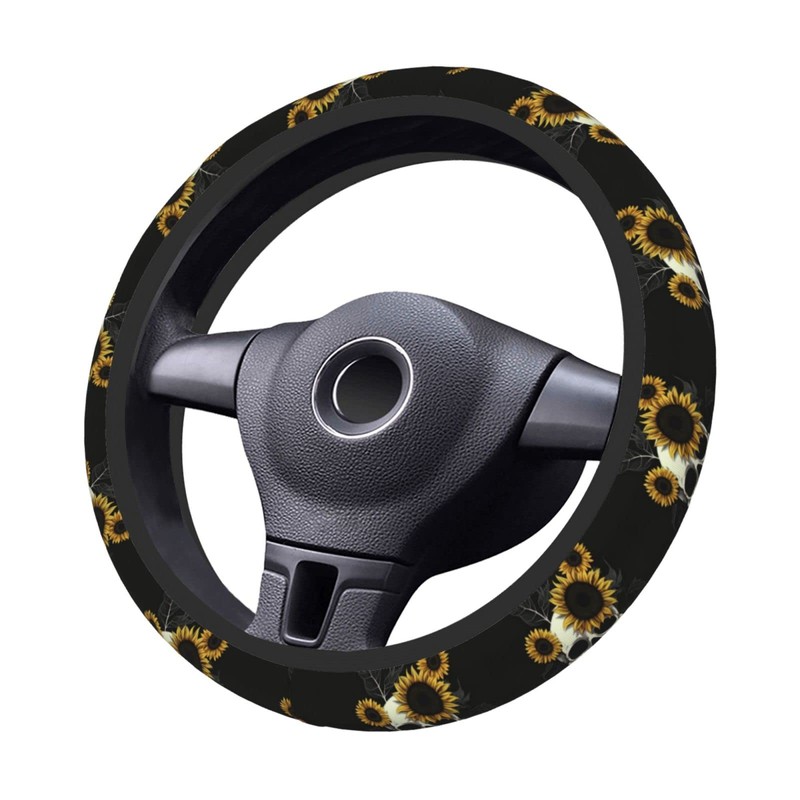 Subily Skull Sunflower Steering Wheel Covers, Cute Thickened Steering Wheel