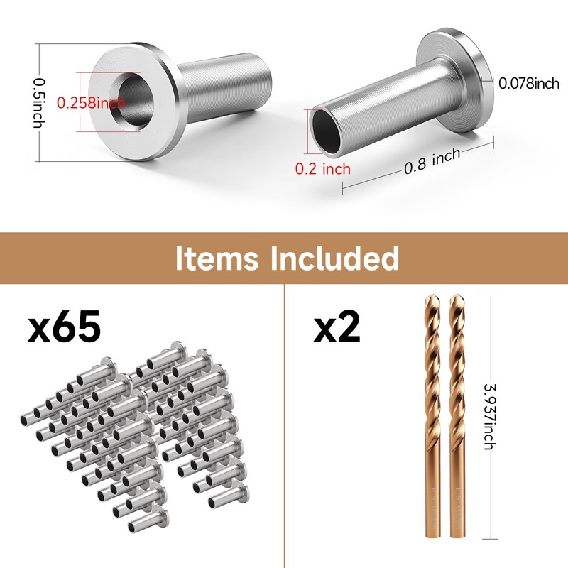 200PCS Stainless Steel Protector Sleeves, T316 Marine Grade for Deck