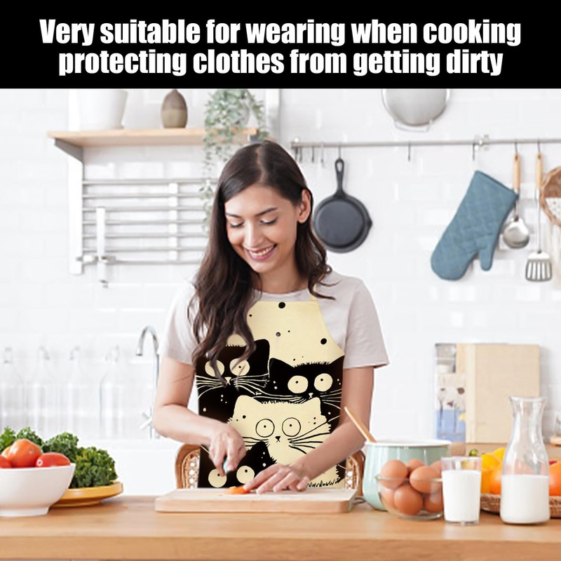 CHROMACRAFT Pack of 2 Black and White Cat Aprons, Cute