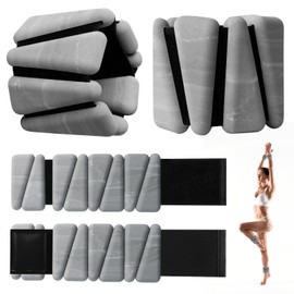 Wrist Weights Set of 2, Adjustable Wrist and Ankle Weights for Women and Men(1Lbs Each), 2lb Wearable Silicone Weighted Bangles, Fits for Yoga, Pilates, Home Gym, Dance, Swimming, Jogging, Cardio, Strength Training (Dark Grey)