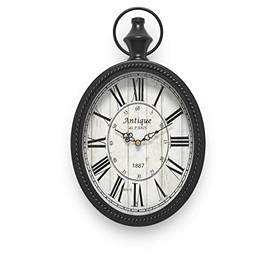 Menterry Small Retro Oval Wall Clock, Antique Old Design, Black Vintage Style, Battery Operated Silent Decor Wall Clocks for Kitchen,Bedroom,Farmhouse,Bathroom (11.2" H x 6.7" W)