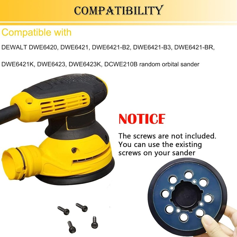Sander Pad for Dewalt Sander, 5" 8 Hole Hook and
