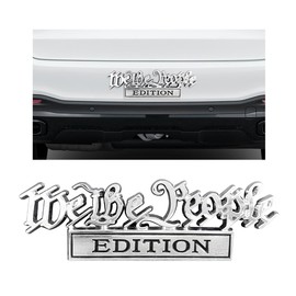 povtii We The People Edition Emblems, 3D Full Metal Car Decals with Strong Adhesive, Decoration Sticker to Highlight Yourself for Fender Tailgate, Car Accessories (Silver+Black)