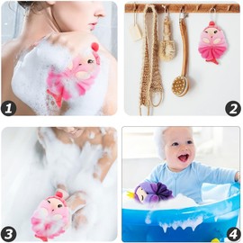 FOMIYES 2piezas Bolas De Baño Infantiles Esponjas Exfoliantes De Cuerpo Diseño De Sirena y Corona Accesorios De Ducha para Niño Niña Material Suave y Amigable La Piel