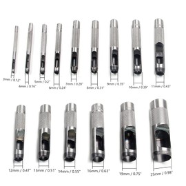 Utoolmart Round Steel Hollow Punch Set 3mm to 25mm Leather Craft Hollow Hole Punch Tools 15Pcs