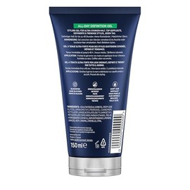 Wellaflex Men All-Day Definition Gel, Ultra Strong Hold Styling Hair Gel, Vegan Hair Gel, Dermatologically Tested & Free from Silicones, 150 ml