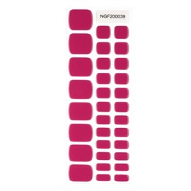 Wekcekcek Semi Cured Gel Toenail Strips, 32 Rose Red Gel Toenail Stickers - Works with Any Nail Lamps Gel Pedicure Strips Full Nail Wraps with Nail File & Wood Stick