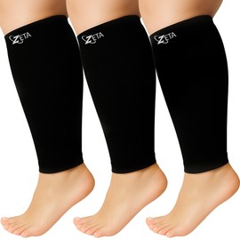 Zeta Wear 3 Pair Plus Size Calf Compression Sleeves - 15-19 mmHg Graduated Support for Men & Women | Wide Calf Fit for Swelling, Varicose Veins, Shin Splints, Travel, Nurses, Running, Recovery