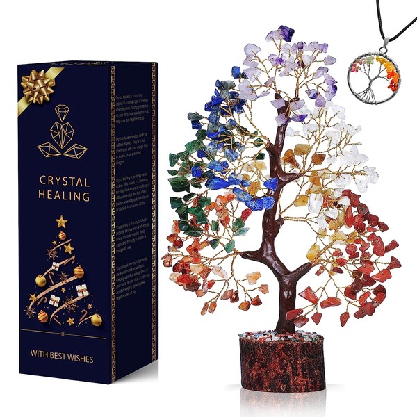 Chakra Crystal Tree of Life, Room Decor Home Decor Accessories, Crystals House Warming Gifts New Home, Get Well Soon Gifts, Healing Crystals, Money Tree with Necklace, Crystal Gifts for Women