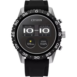 Citizen CZ Smart PQ2 44MM Black Silicone Sport Smartwatch - MX1011-05X
