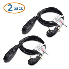 Cable Matters Paquete de 2 Cables de extensión Planos de 3 Salidas con Enchufe para Ahorrar Espacio y Lazo para Colgar (Cable de 3 Salidas con conexión a Tierra, Cable de 3 Clavijas) - 10 pies