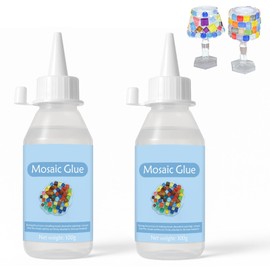 Mosaic Tile Epoxy Adhesive - Non-Toxic Fast-Acting Glue for Crafts, Ceramic & Glass - Waterproof UV Resistant No-Drip Formula, Clear Bond for Wood/Plastic & DIY Art (100ml*2)