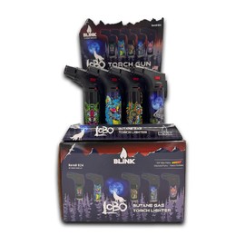 5" Blink Lobo Torch- Windproof Adjustable Jet Flame - 12 Count Box