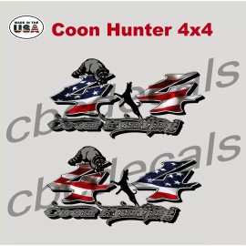 Cbcdecals Coon Hunter American Flag 4x4 Truck Bed Decal walker coonhound Decal Set of 2