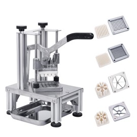 Rismanor Commercial French Fries Cutter 1/4″ 3/8″ 6 Wedges 6 Wedges to Core Stainless Steel Blades Potato Slicer Fruit Chopper for Restaurant Home Kitchen Cutting, Sliver