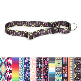 No Pull Dog Collar, No-Slip Escape Proof Choke Cinch Soft Nylon Dog Training Martingale Collars Adjustable for Small Medium Large Breed Pet Dogs, Black Ethnic L