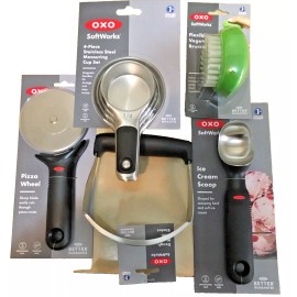 Norpro New 5-pack LOT OXO  Measuring Cups-IceCream Scoop-Pizza Cutter-Masher-