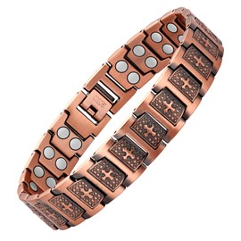 Jecanori Pure Copper Bracelet for Men, Magnetic Cross Bracelets for Men with 3500 Gauss Magnets, Mens Pure Copper Bracelet