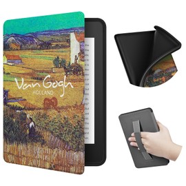 ERUNTO Case for 6.8 inch Kindle Paperwhite (11th Generation in 2021), Fabric Texture and Back Hand Strap, Magnetic Case with Smart Wake/Sleep Function (Wheat Field)