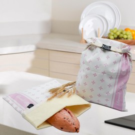 TRANAMi Beeswax Bread Bags for Homemade Sourdough Pack of 2,Reusable Cotton Food Storage Bag to Keep Fresh Cotton Clover Printed - XL 17 x 13in