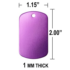 Premium Quality Anodized Aluminum Blank Dog Tags (Large Size 2.00 in x 1.15 in, 1.00mm Thick) for Laser Engraving and Stamping, Purple, 200-Pack