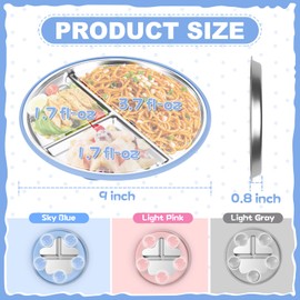 OVV Stainless Steel Kids Plates (3 Pack) 9 Inch Toddler Divided Plates with ﻿Removable Silicone Sleeves & 5 Suction Cups Baby Self Feeding | Mess-Free Mealtime | Dishwasher Safe