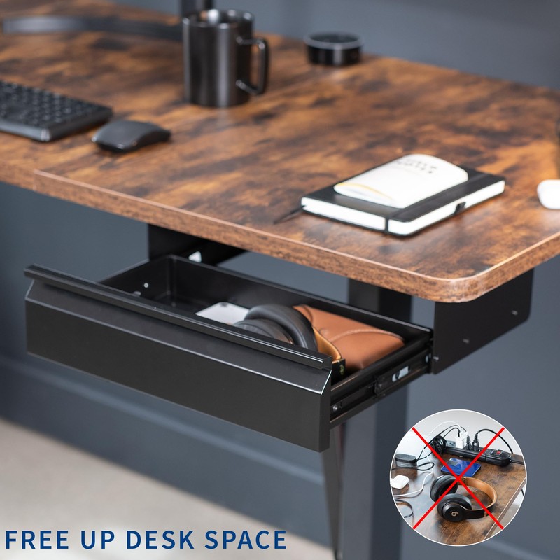 VIVO 16 inch Under Desk Slide Out Drawer with Power