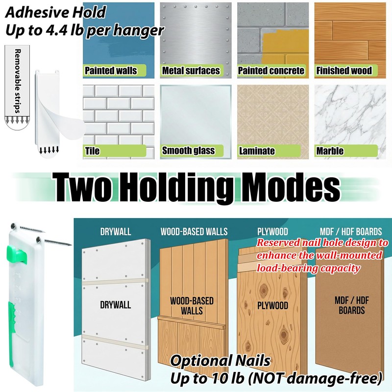 Damage Free Picture Hangers, No-Drill Adjustable Wall Hooks with Bubble